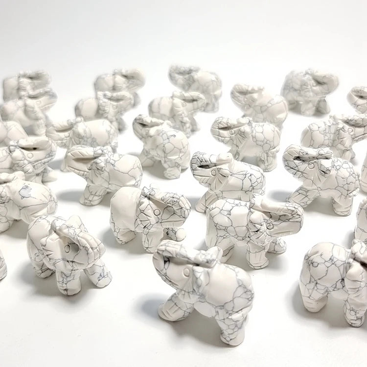 DIY Gemstone Crafts Elephant Howlite Hand Carved Crystal Elephant