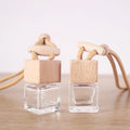 6ML 8ML for Auto Accessory Square Wooden Cover with Wooden Ball Car Diffuser Bottles Perfume Pendant Glass Container