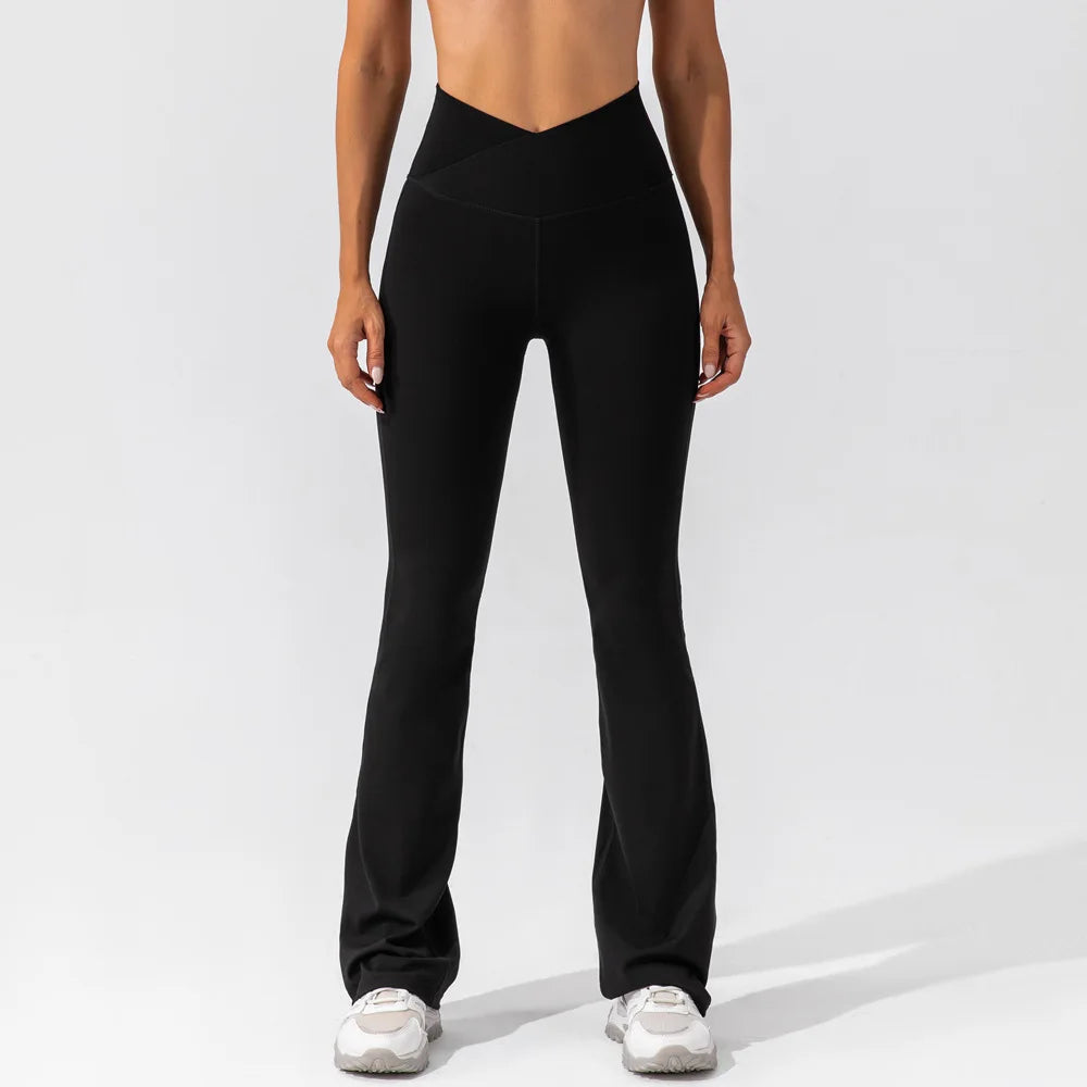 Hot Selling Women Stretchy Quick Dry Soft Quick Dry Lightweight V Cut Yoga Flared Pants