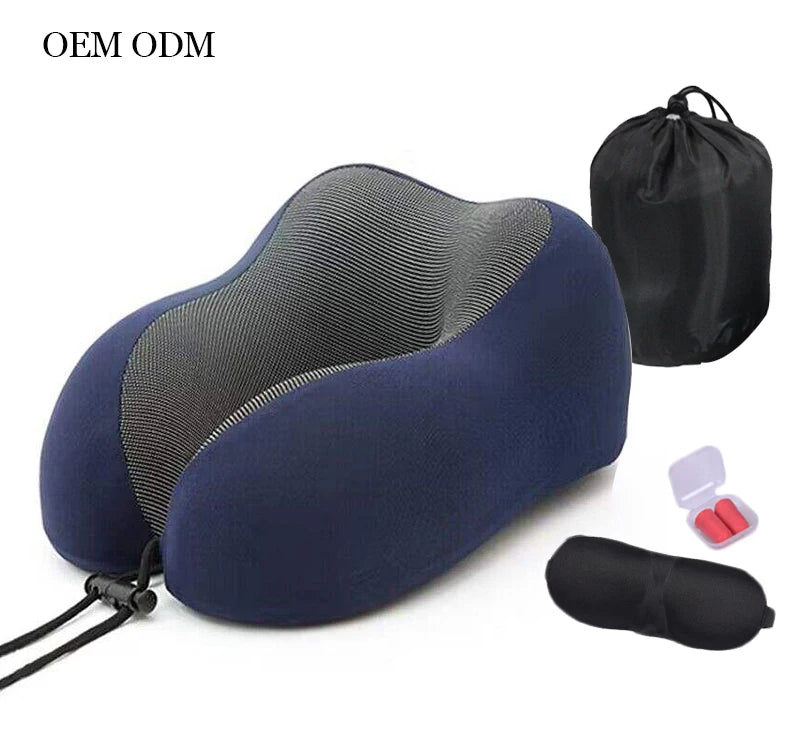 Almohada Cervical De Espuma De Memoria Travelsky Comfortable  U-shaped Memory Foam Travel Neck Pillow with Eye Masks Earplugs