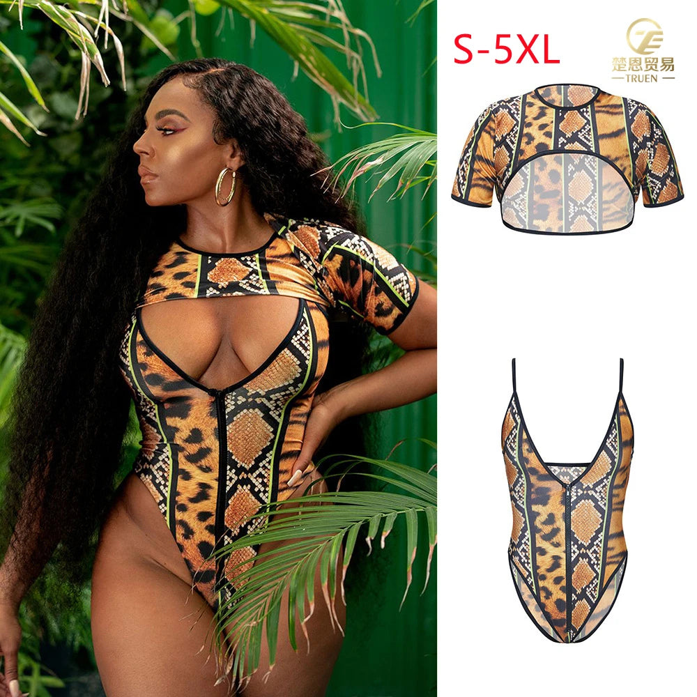 S-5XL Summer 2022 Printed Suspenders Bikini Swimsuit Triangle Swimsuit Jumpsuit 2 Piece Shorts Set Women