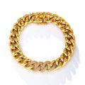 Hip Hop Chunky Jewelry Psj Brass Rhodium 18k Gold Plated Cubic Zirconia Adjustable Chain Link Bracelets for Women Couple
