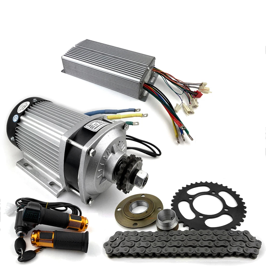 60V 1800W Electric Pedicab Planetary Gear Motor Kit Brushless Controller Chain Drive System for Heavy Tricycle Carry Cargo Trike