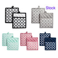 Set of Printed Heat Resistant Oven-Safe Hot Pads with Recycled Cotton Terry Cloth Lining Eco-Friendly Pot Holders