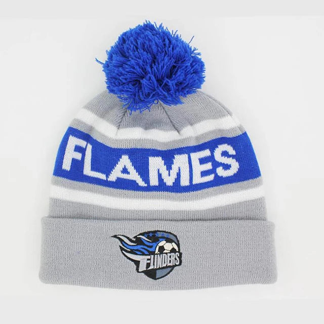 Custom Winter Warm Ski Cap Cuff Skull Knitted Bobble Hat Acrylic Jacquard Common Pom Pom Beanie Embroidery Letter Sublimation