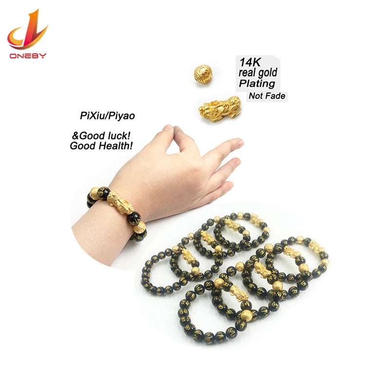 Wholesale Bulk Bracelet Obsidian 14K PIXIU Crystal Chip Bracelet Natural Stone Bracelet