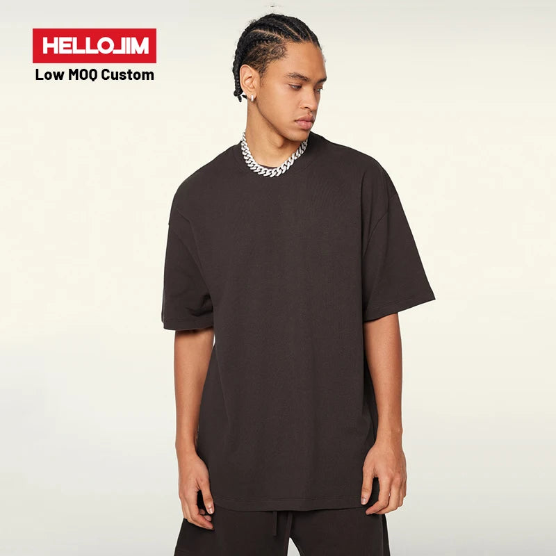 2024 New Custom Oversized T-shirt Oversize 305 Grams Unisex Plain 100% Cotton 300 Gsm Tshirt Heavy Drop Shoulder