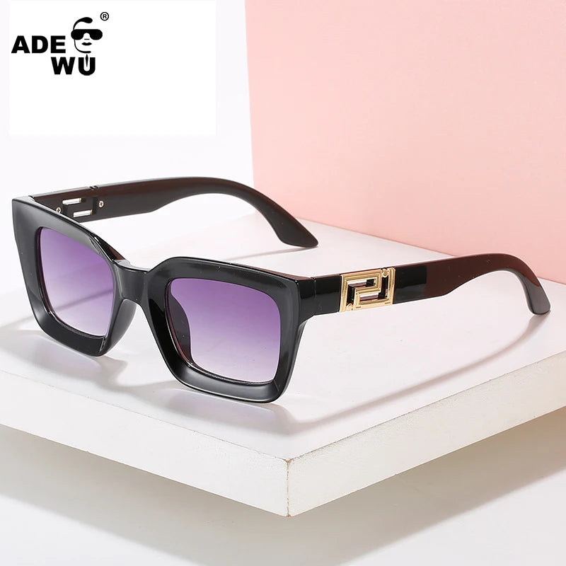 ADE WU STY4143 Fashion Classic Wild Retro Square Sunglasses Women Trend Vintage 90s Rectangle Sun Glasses for Men Travel Shades