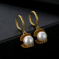 INS Cute Minimalist Pearl Shell Gold Plated Hoop Earrings Crystal Moon Huggies Earring Accessories Jewelry for Women