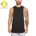 Men's Sleeveless Gym Tank Top for Sports Custom Cotton Knitted Weaving for Fitness Bodybuilding Running and Travel