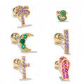 ZUOLA Trendy Piercing Jewelry Eco-friendly Gold Plated Hypoallergenic Stud Earrings Stainless Steel Inlay CZ Earring for Women