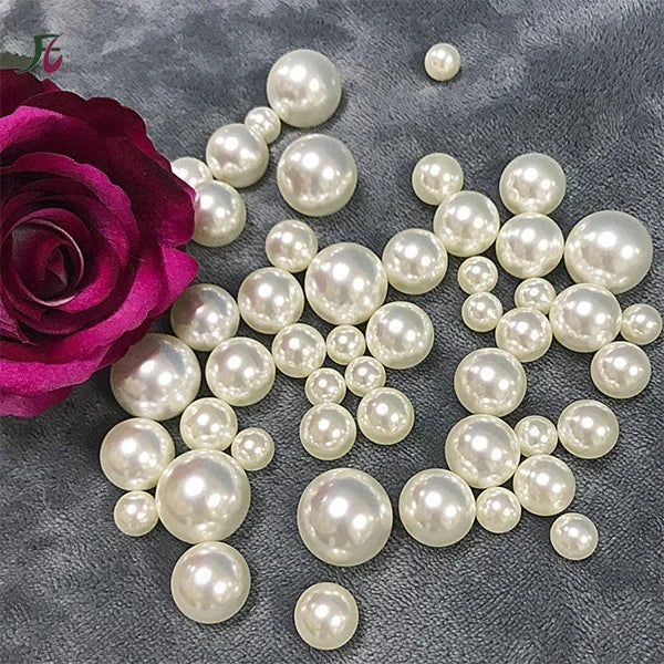 Factory Direct Sales Round Ivory 8mm Decoration Clothing Shoe Faux Plastic Pearl Loose Beads