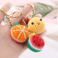 Wholesale Kawaii Anime Style Hand Knitted Fruit Keychain Cute Crochet Watermelon Orange Strawberry Bag Charm Accessories Pig