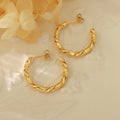 Wholesale Trend Pendiente Acero Inoxidable Twist Stainless Steel Gold Plated Fashion Hoop Earrings Women
