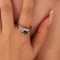 Creative Stainless Steel Irregular Silver Black Agate Diamond Rings Natural Stones Adjustable Open Rings