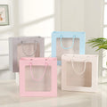Waterproof Transparent PVC Window Recyclable Cardboard Paper Gift Bags for Boutique Florist Candle Photo Frame & Craft