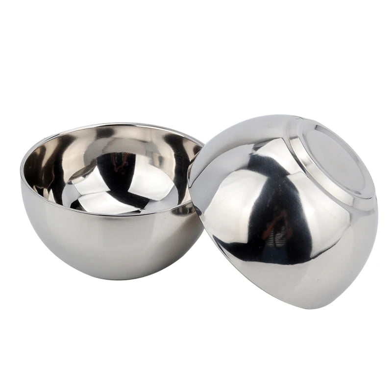 Multiple Sizes Heat Insulation Against Ironing Double Wall Stainless Steel Bowl Mirror Polished Bowl Deepening and Thickening