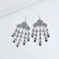 Retro Silver Plated Bridal Geometric Cubic Zirconia Rhinestone Tassel Wedding Chandelier Earrings Jewelry