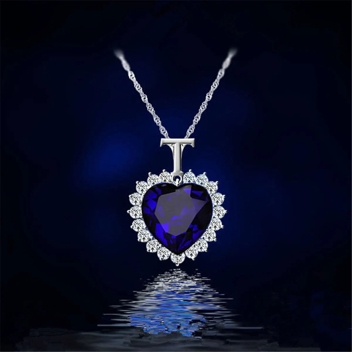 Titanic Heart of the Ocean Sapphire Blue Heart Diamond Love Forever Pendant Necklace Crystal Gifts