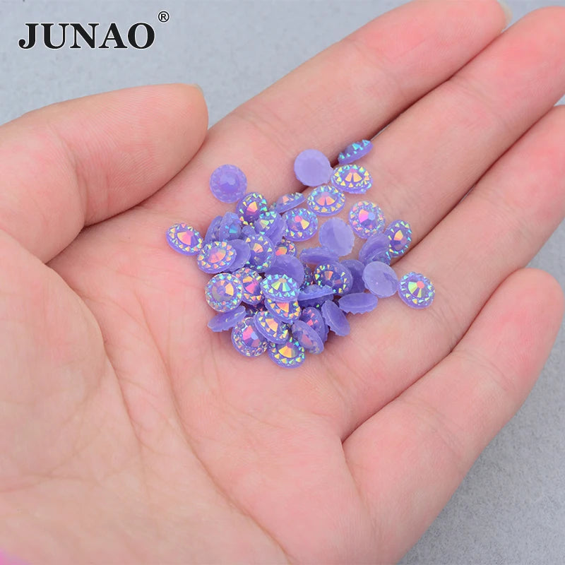 JUNAO Hot Sale Multiple Colour Resin Crystal Stone Applique Jelly White AB Strass Non Hotfix Flower Rhinestones