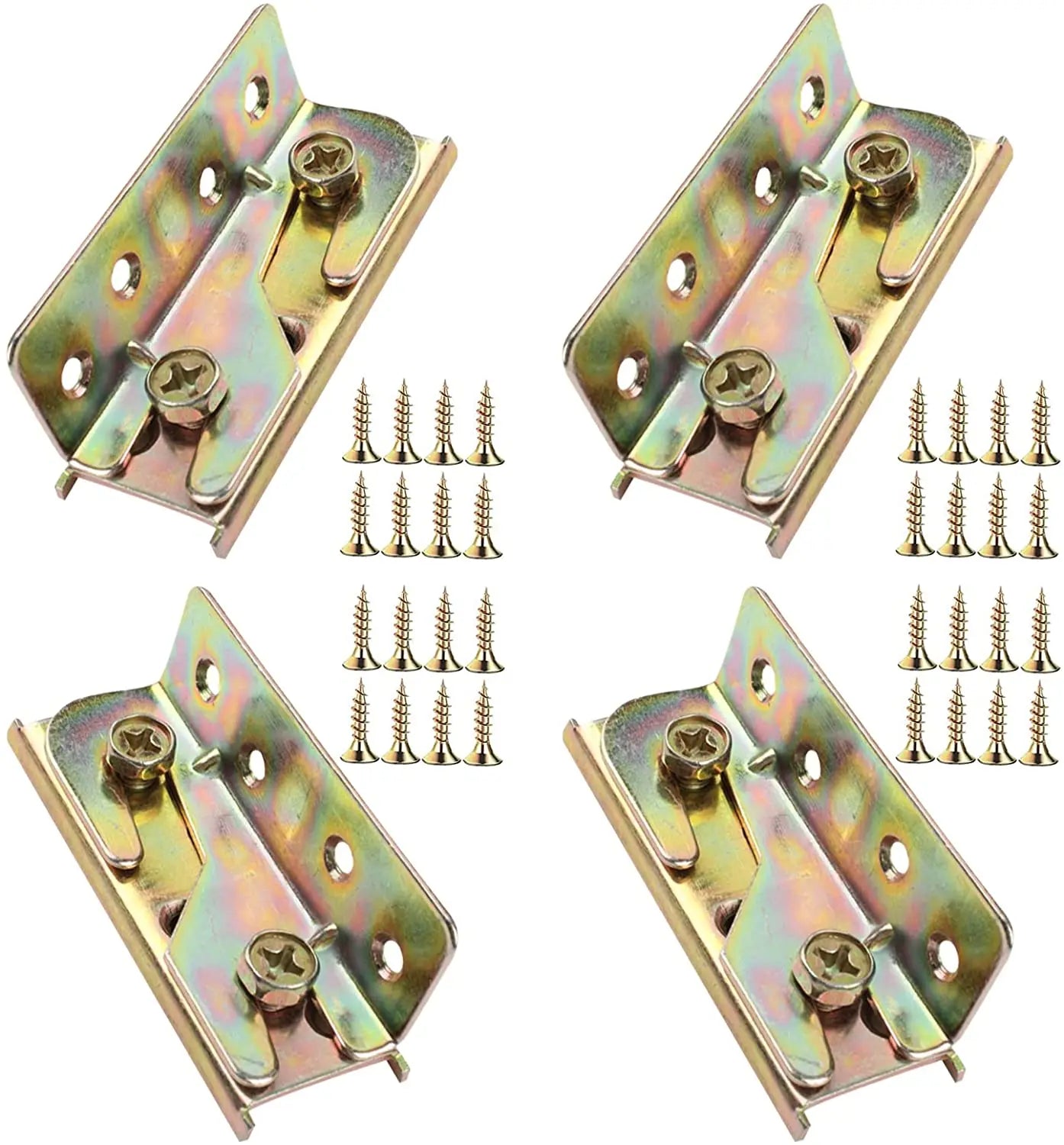 4 Sets Bed Rail Fittings No-Mortise Bed Rail Brackets Heavy Duty Bed Frame Hardware