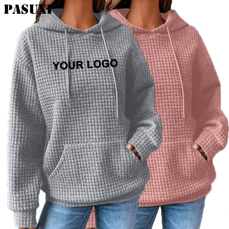 PASUXI Fall 2026 Women Clothes Textured Pocket Drawstring Manufacturers Sweatshirts Custom Long Sleeve Hoodies Sweater