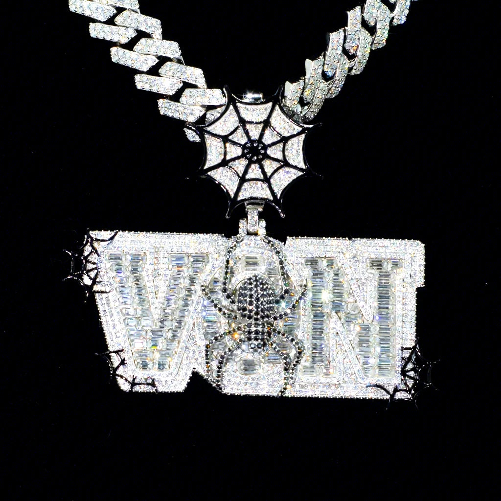 Custom Iced Out Moissanite Letter Pendant Charm Hip Hop Style Emerald Cut Diamond 925 Silver Fine Name Pendant Jewelry