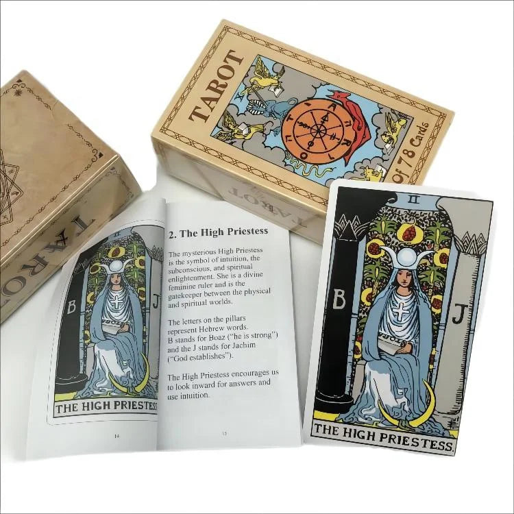Big Size 78 Cards 70*120mm Deck Bulk Custom Printing Tarot Cards with Guidebook