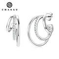 Women Jewelry D0.43CT Moissanite Ear Cuff Geometric 925 Sterling Silver Unique Triple Hoops Earrings