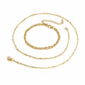 Stainless Steel Beaded Charms Link Chain Necklace Bracelet Set for Women Jewelry Accessories