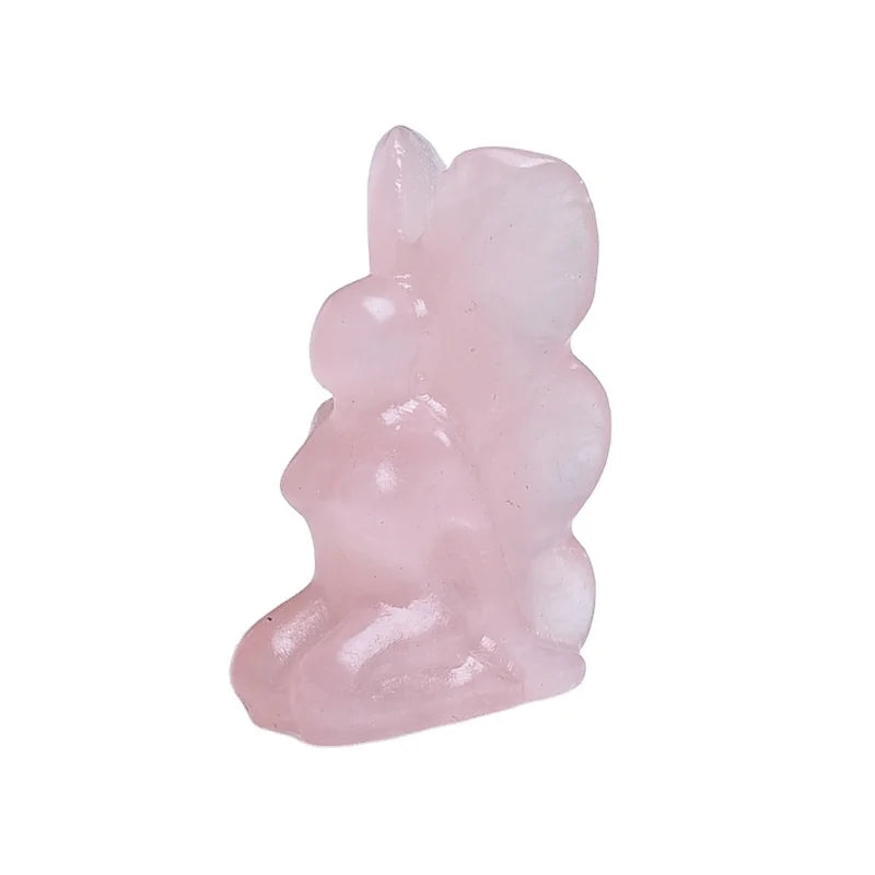 HZ Butterfly Fairy StatuesNatural Gemstone Hand Carved Rose Quartz Figurine Healing Crystal Home Room Decor Gifts