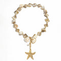 Boho Style Chunky Starfish Pendant Necklace Bracelet Fashion Vacation Irregular Pearl Shell Necklace for Women
