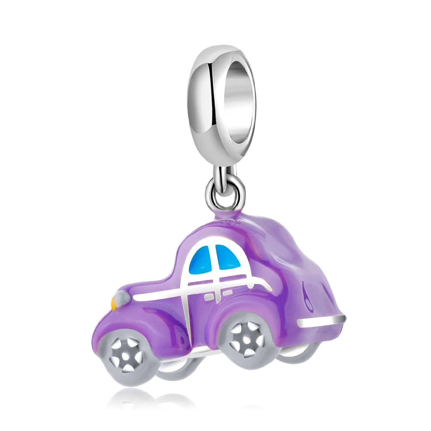 Car Club New Designer Charms 925 Sterling Sliver Purple Enamel Car Pendant Charms Fit Original Bracelet Beads Jewelry Making