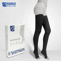 Thigh High Medical Compression Stockings Open Toe 15-21mmHg Black Skin Color Breathable Knitted Solid