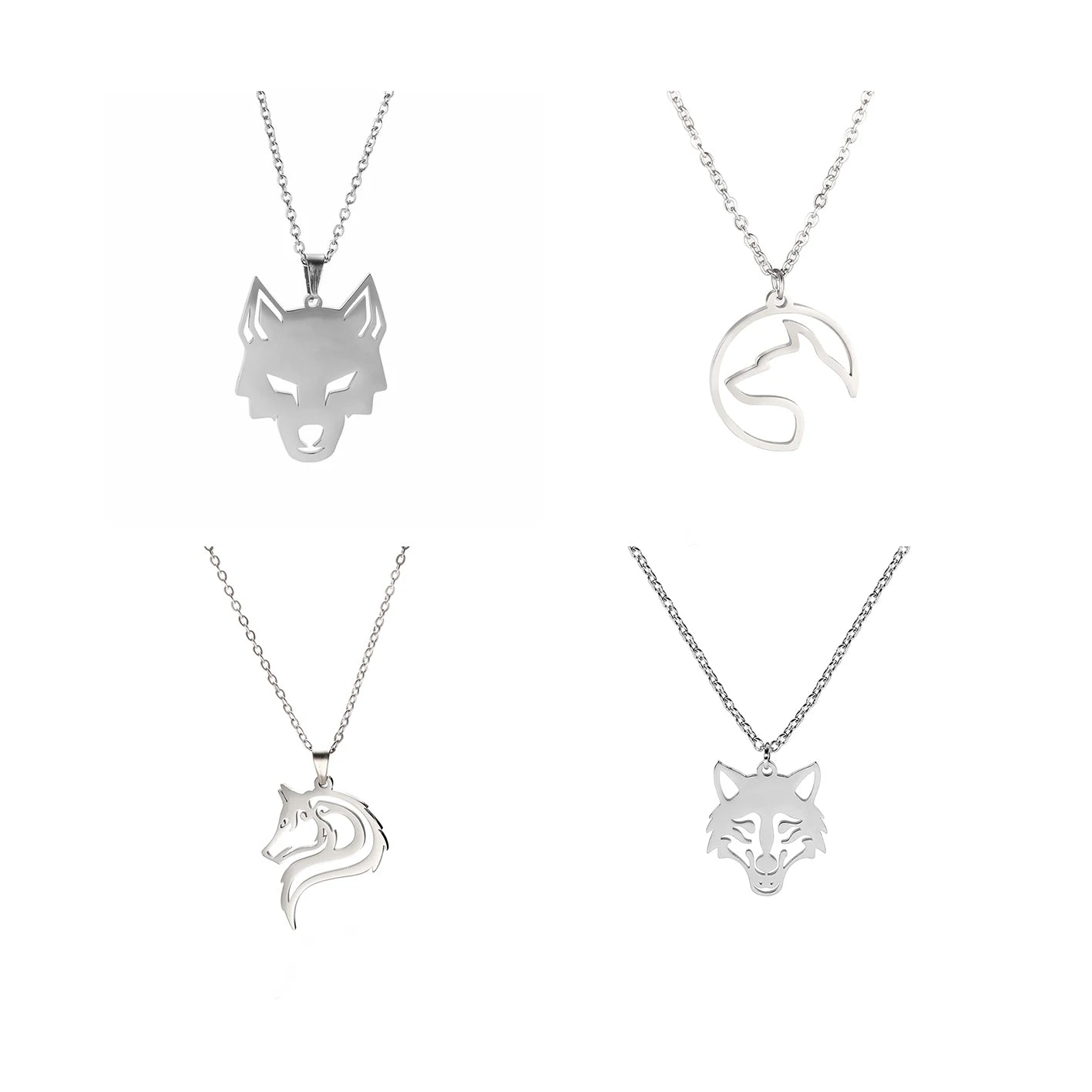 Cute Stainless Steel Necklace Wolf Animal Wholesale Stainless Steel 18k Gold Necklace Stainless Steel Necklace Chain Men