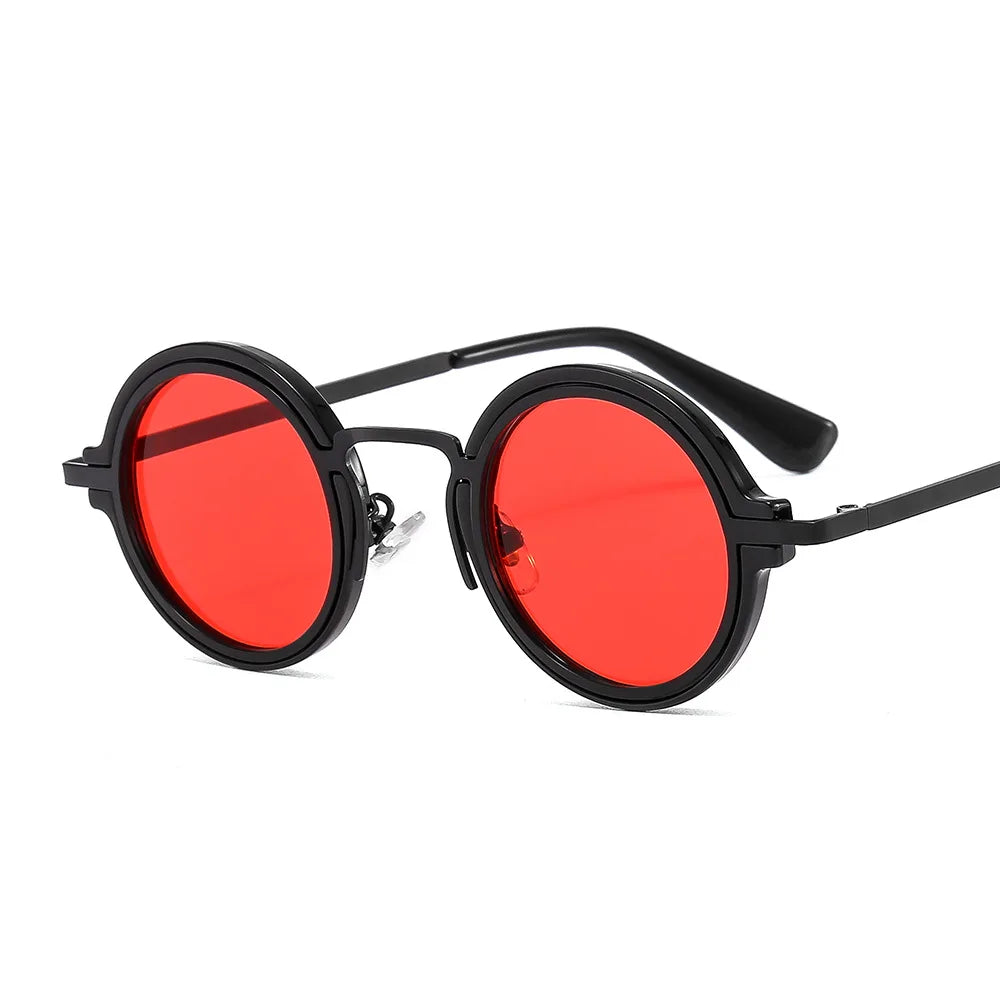 2026 QSKY Classic Fashion Hip Hop Sunglasses Custom logo Street Beat Metal Punk Steam Round Womens Sunglasses