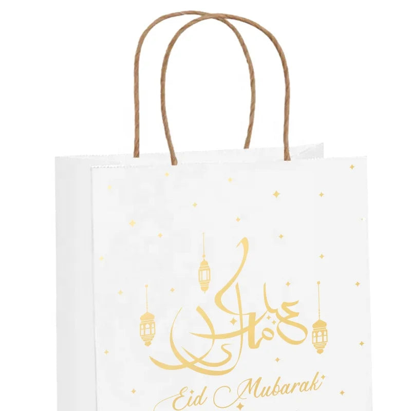 623105/623112  Paper Eid Mubarak Gift Wrapping Bag Ramadan Muslim Party Supplies Decoration Eid Feast Blue & White Design