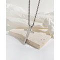 High Polished Simple Black Gold Silver Stainless Steel Blank Cross Pendant Necklace Plain Decoration Religious Jewelry Necklace