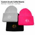 Custom Embroidered Logo Cuffed Beanie Rib Knit Winter Hat for Streetwear and Private Label Brands