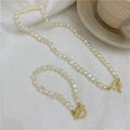 SC Fashion 14K Gold Plated OT Buckle Pearl Necklace Bracelet Retro Palace Style Natural Baroque Pearl Choker Necklace for Women