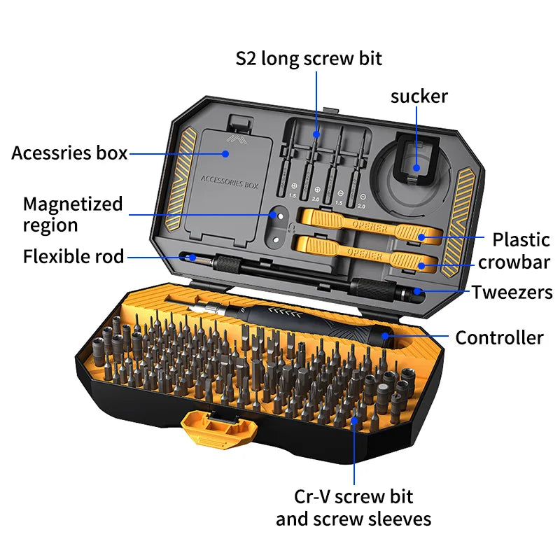 145 1 Precision Household DIY Repair Tool Kit Plastic Screwdriver Bit Set Phillips Bits for Phone Laptop Computer Box Packaging