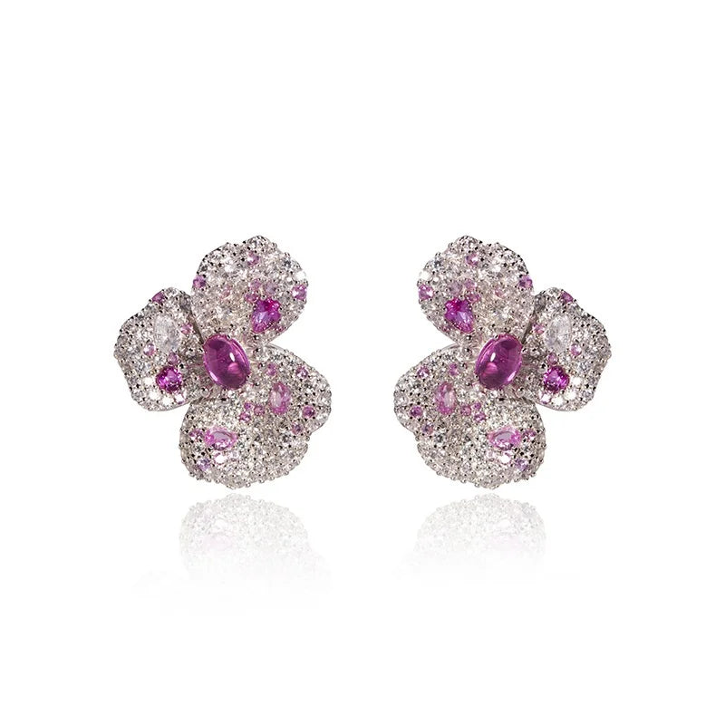 Aimgal Elegant 3D Flower Drop Earrings Leb Ruby on 925 Silver Chic Niche Design for Anniversary Fine Wholesale