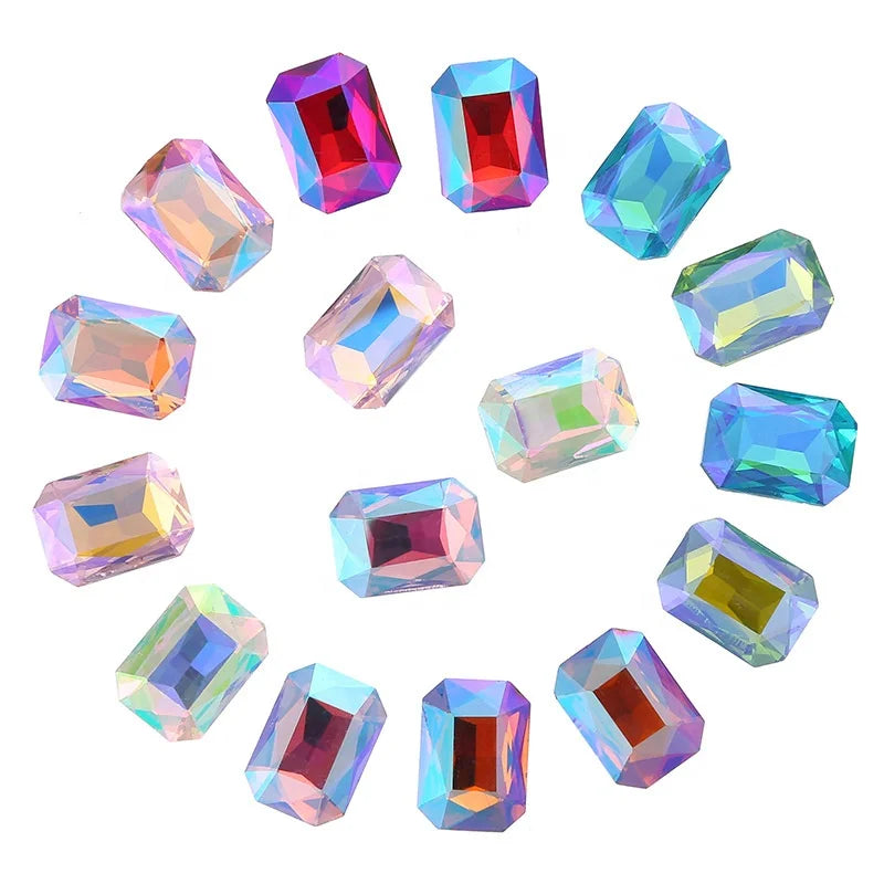 Wholesale Rectangle Shape Point Back Crystal Glass Rhinestone for Jewelry Making