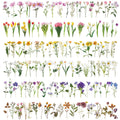 Waterproof Transparent PET Handmade Decorative Scrapbook Stickers for Planner Diary DIY Flower Sticker Set