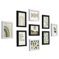 9 Sets Elegant Black & White MDF Photo Frame Creative Wooden Picture Frame Wall Hanging DIY Decorative Use with UV Printing