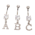 Gaby 316L Surgical Steel Navel Button Ring Initial Letter Crystal  Belly Ring Body Piercing Jewelry