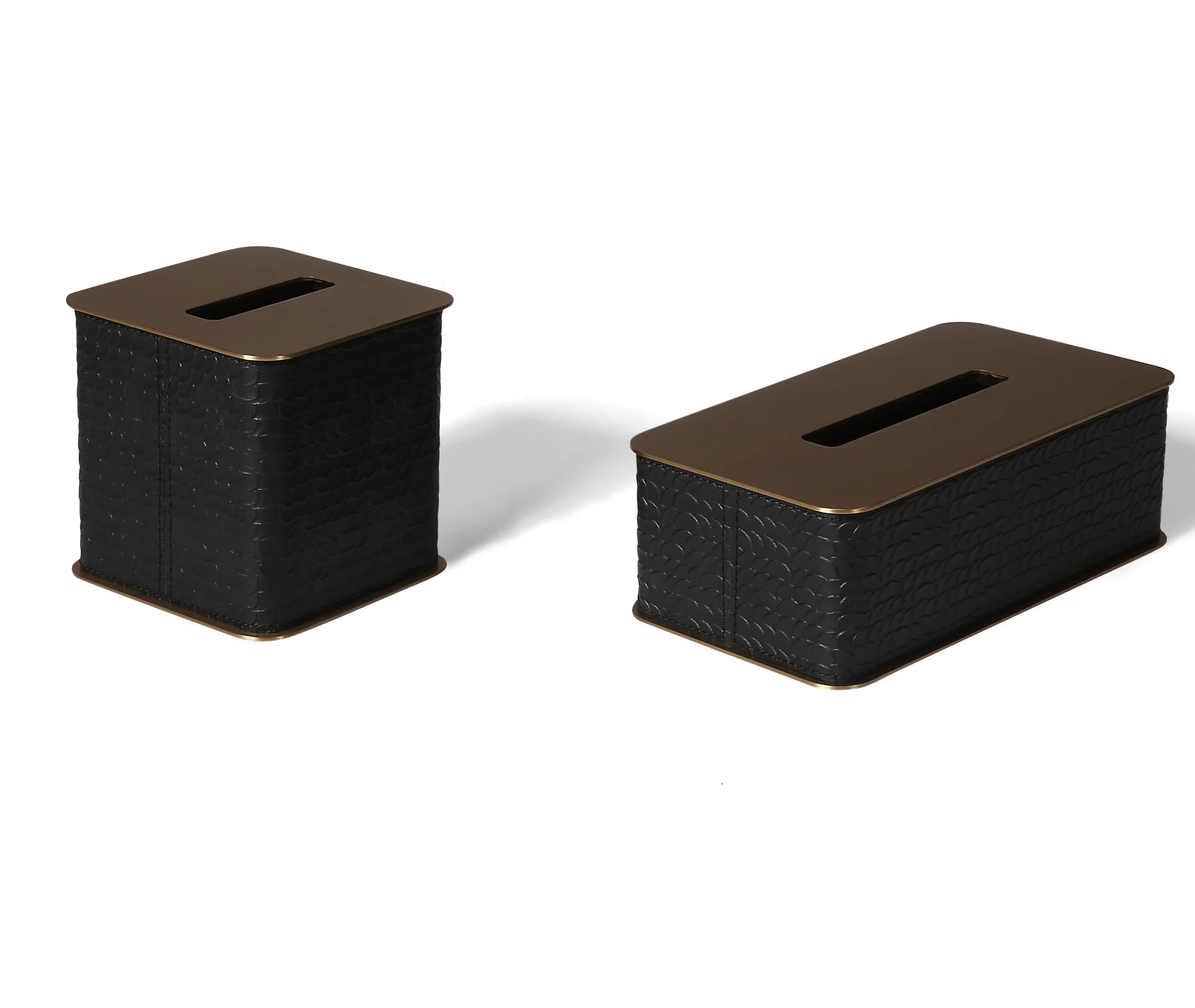 Custom Printed Logo Supermarket Brushed Brass Stainless Steel Napkin Holder Creative Leather Tissue Boxes