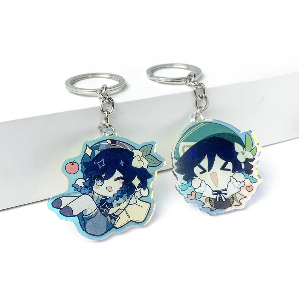 Custom Double Sided Printing Glitter Acrylic Keychain Cartoon Holographic Transparent Custom Epoxy Acrylic Charm