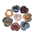 Natural Agate Heart Shape Geode Special Vein Raw Stone Polished Palm Stone Original Specimen Hand Held Mini Ornament Crystal