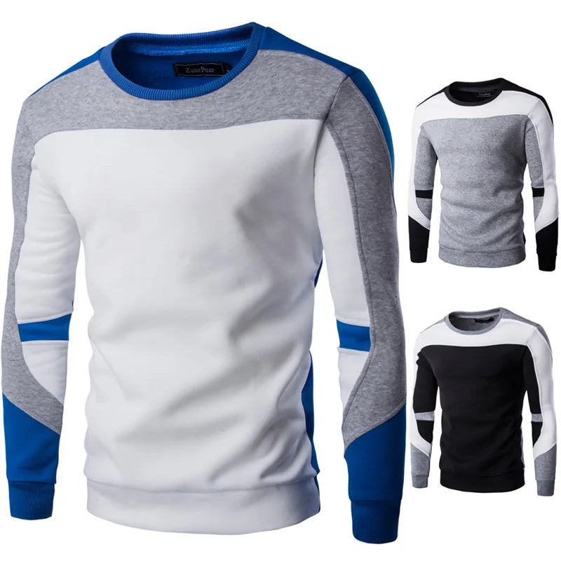 Men Sweatshirt Long Sleeve Round Neck Casual Thicken Warm Stylish Slim Sweaters Male Pullovers Autumn